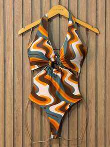 Premium Beach Cover-Up Set: Bodysuit, Swimsuit, And Pareo - Lume Print - View 4