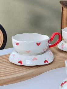Cabin Kangaroo Bộ 1 tách sứ vẽ tay hình dâu tây, quà tặng sinh nhật cho nữ, quà tặng bạn gái/bạn thân, bộ tách cà phê và đĩa lót, cốc kiểu , tách trà chiều chất lượng cao, bộ tách và đĩa lót bằng sứ. - Nhiều màu - Xem 5
