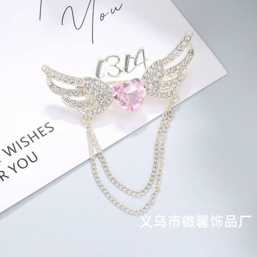 Fashionable And Unique Angel Wings Brooch, High-End Exquisite-Embellished Suit Decoration Accessory, Anti-Exposure Brooch - Đôi cánh thiên thần bạc - Xem 1