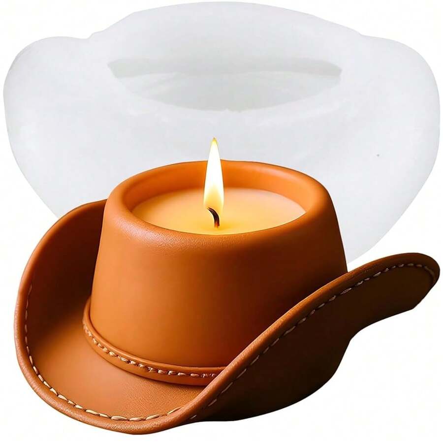 Western Cowboy Hat Candle Mold Western Cowboy Hat Silicone Candle Molds For Candles MaFKing Resin Casting Aromather.Apy Candles Wax Polymer Clay Home Decoration - StyleC - 查看 1