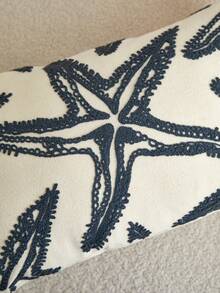 1pc Starfish Embroidered Decorative Throw Pillow Cover, Charming Ocean Style, Suitable For Home, Living Room, Bedroom - Dusty Blue - View 11