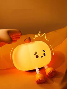 1pc Cute Duck Night Light, Pig Night Light, Pumpkin Night Light In Soft Silicone Animal Shapes, Portable Bedside Lamp, Adds Ambiance To Any Room, Suitable For Bedroom Or Living Room, Also A Fun Home Decoration [Large/Small: Constant Light | USB Version: Touch Dimming & 30-Minute Timer] - 彩色 - 查看 4