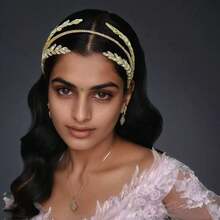 A Women's Rhinestone Gold Bridal Headpiece Suitable For Bridal Wedding Banque - Gold - View 1