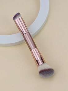 1pc Dual-Ended Foundation Brush, Multifunctional Makeup Brush, Contouring Brush, Professional Foundation Brush, Gift For Women And Girls - Rose Gold - View 1