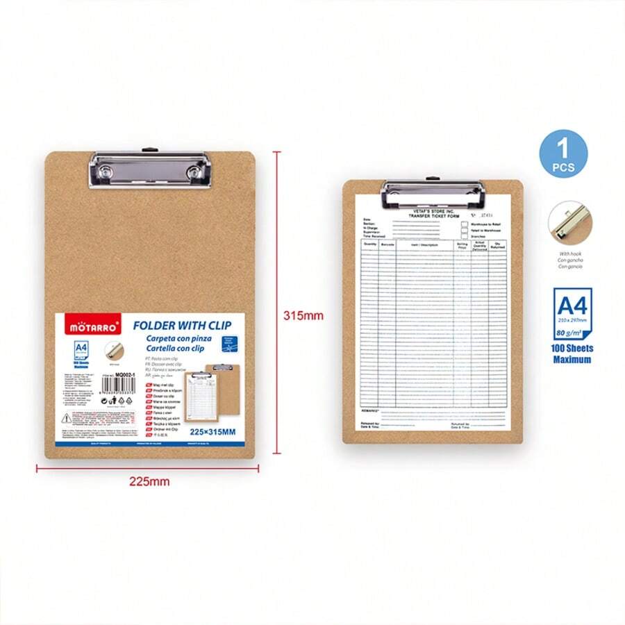 Carpeta A4 de madera | Madera maciza | Multiusos oficina y almacén | Organizador de documentos | Estilo sencillo | Material escolar | Organizador de escritorio - Una pieza - Ver 1