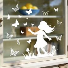 1/3pcs Modern Minimalist Figure Butterfly Static Window Sticker White Silhouette Glass Decal For Living Room Glass Window Mirror Decor No Glue Removable Home Window Ornament - White Silhouette Window Sticker - View 8