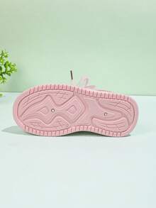 1 Pair Kids' New Fashion Breathable Mesh Soft Bottom PU Hook And Loop Design Cute Outdoor Running Flat Sports Shoes, Suitable For All Seasons - Pink - View 7