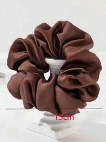 1pc Women's Minimalist Fashion Large Satin Scrunchie Hair Accessory - Coffee Brown - View 1
