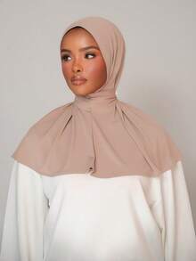 1顶时尚休闲优雅速戴头巾帽，经典简约时尚，采用柔软亲肤透气的针织面料，长帽檐两用头巾帽，适合日常生活、节日、聚会、祈祷等场合。 - 彩色 - 查看 3