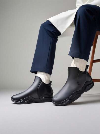 Botas de lluvia cortas negras unisex, impermeables, antideslizantes, fáciles de limpiar, adecuadas para cocina, jardín, pesca, motocicleta, senderismo al aire libre, lugar de trabajo, todo el año