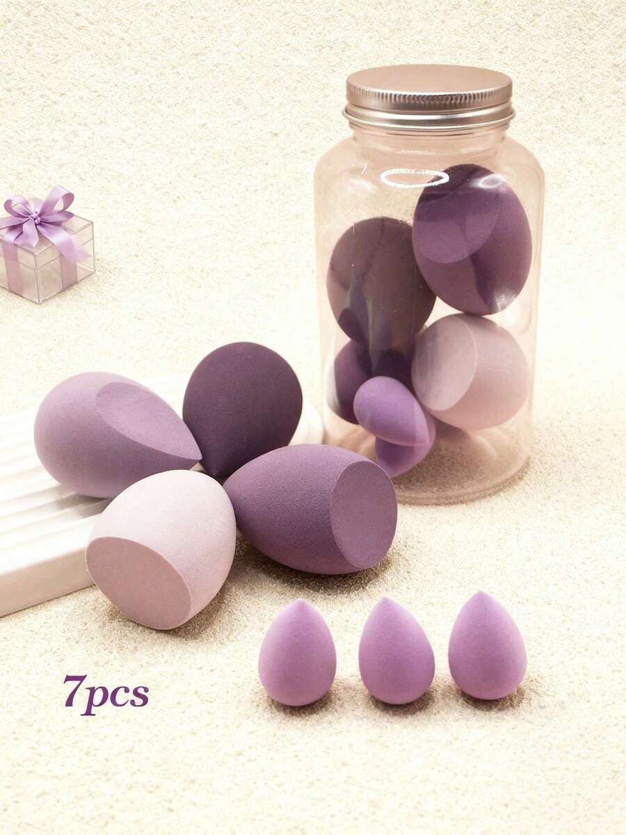 Set de 7 esponjas de maquillaje con forma de botella, suaves esponjas de polvo herramientas cosméticas - Multicolor - Ver 1