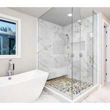 Blujellyfish TSTGPT001 - Azulejo de porcelana esmaltado con mosaico azul de cerámica para piscina baño ducha pared para piso de pared 5 pies cuadrados - Azul - Ver 5