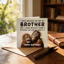 Interesting Orangutan Birthday Cards With Kraft Paper Envelopes - Perfect For Brothers' Birthdays, Lovely And Affordable Stationery | Wedding Souvenirs | Invitations | Funny Stuff | Important Anniversaries, Gift Exchanges For Brotherly Jokes, Fun Family Celebrations, Also Suitable For Brothers, Siblings, Male Friends, Colleagues, And Anyone Who Enjoys Making Sarcastic And Playful Humorous Remarks About Brothers - A - View 4