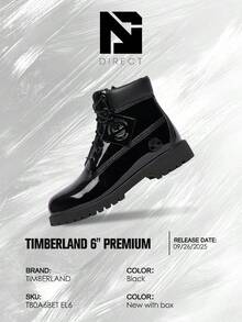 Timberland 6" Premium Waterproof Patent BootsBlack (GS)– Shoes For Youth/Women - Vintage -Spring & Summer-Inspired Running Shoes, Shock-Absorbing Comfort, Gym To Streetwear Casual Wear-Easter Gift–TB0A6BET EL6 - 黑色 - 查看 6