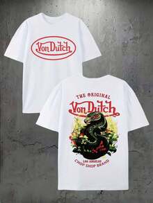 NeonDrift Double-Sided Printing Men's-Shirt Men's Short-Sleeve-Shirt100% Cotton Fabric Soft & Skin-Friendly Unisex Style Gifts Spring Festival, Valentine's Day,'s Day &-Van Dutch Print Men Shirt Classic Americana Style Graphic Tee Streetwear Fashion Casual Wear Car Enthusiasts And Vintage Culture Lovers - trắng - Xem 3