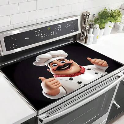 1pc Dish Drying Mat, Kitchen Stove Top Cover Protector, White Chef-Shaped Design, Highly Absorbent, Suitable As Coffee Machine Mat And Glass Stove Protector, Multi-Purpose Drainage Mat, Household Gift