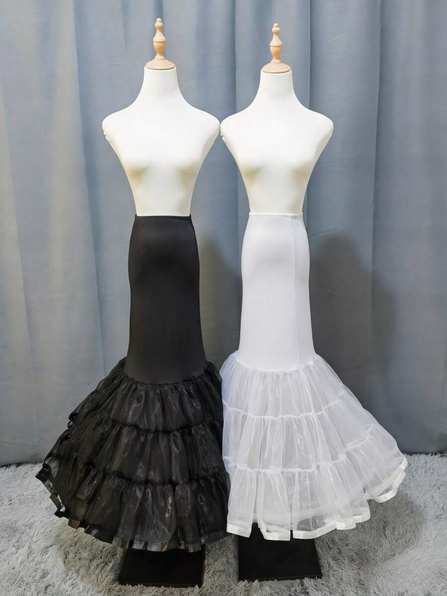 Enagua de tul de licra estilo sirena trompeta blanca para vestido de novia - Multicolor - Ver 1