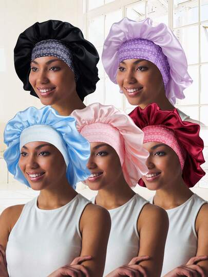 1PC Satin Bonnet Paisley Pattern Wide Brim Elastic Comfortable Sliky Fiber Fabric Women's Colorful Sleeping Cap Women's Curly And Straight Hair Sleeping Hat Girl's Bath Cap Women's Fashion Hatft Hair Protection Kit For Nighttime & Daily Use/ Travel