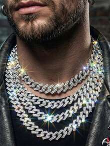 嘻哈几何链项链时尚高品质嘻哈水钻项链手链珠宝礼物 - 鏈條項鍊 - 查看 7