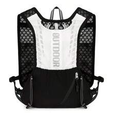 Black & White Honeycomb Lightweight Hydration Vest Pack, Outdoor Hiking Cycling Backpack, Portable Sports Storage Backpack With Water Bottle Holder & Phone Pouch - Multicolor - View 13