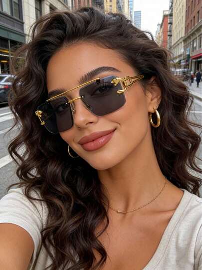 1 chiếc kính gọng phi công tối giản kiểu retro dành cho nữ, phụ kiện duyên dáng cho sử dụng hàng ngày.