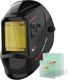 YESWELDER Large View Auto Darkening Welding Helmet,, 1/1/1/1 True Color Powered Hood With 4 Sensors, Wide Shade 3/5-9/9-13 TIG MIG CUT And GRIND - 鯊魚 - 查看 11