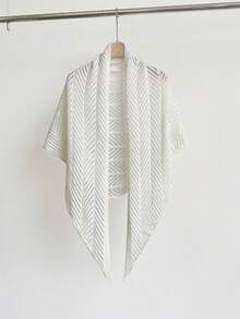 1pc Women's Solid Color Knitted Breathable Triangular Lightweight Decorative Elegant Bohemian Style Triangular Shawl, Beach/Travel, Spring/Summer/Autumn, Holiday, - Multicolor - View 11