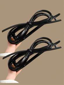 2个/3个装女士皮革蝴蝶结扭结发夹，大号防滑发夹，适合优雅盘发造型 - 彩色 - 查看 16