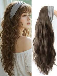 Synthetic Long Straight Hair With Headband Half Head Wig, Fluffy Natural Blonde Wig With Headband - Multicolor - View 11