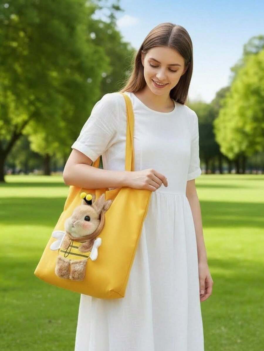 1pc Rabbit Backpack, Portable Rabbit Crossbody Bag, Small Dog Shoulder Bag, Rabbit Supplies, Small Pet Carrier, Dog Backpack, Rabbit Accessories - View 1