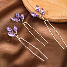 3件套简约水晶手工发夹，新娘婚礼头饰 - 彩色 - 查看 17