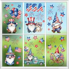 1 set de 9 adezive pentru ferestre cu pitici patriotici de Ziua Independenței, include stea, artificii, balon, bicicletă, modele de mașină, autocolante decorative pentru 4 iulie, potrivite pentru sticla balconului, uși, ferestre, decor pentru casă și cameră - Ziua Independenței - Vizualizare 2