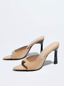 Women's Summer New Open Toe Solid Color Elegant Daily Wear Fashion Versatile Party Wedding High Heel Sandals - Apricot - View 3