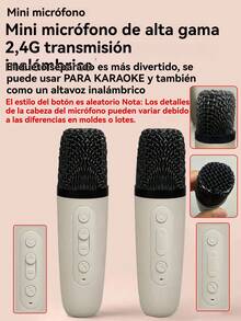 1 Set Sistema de micrófono inalámbrico y altavoz, adecuado para karaoke, interacción en el hogar, fiestas de audio, uso al aire libre, karaoke portátil mini, altavoz externo multifuncional con ranura para tarjeta, eliminación de voz con un solo botón, efecto de luz de respiración - Multicolor - Ver 8