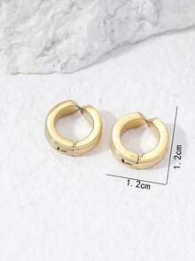 1 par de pendientes de acero inoxidable de clip minimalistas y versátiles de moda para hombres - Amarillo Oro - Ver 4