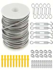 2.0mm Coated 304 Stainless Steel Clothesline Set, 984.25 Inches Long, With PVC Coating, , Suitable For Storage And Organization - Silver - View 5