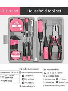 24-In-1 Multifunctional Home DIY Repair Tool Kit, Includes Claw Hammer, Tape Measure, Wrench, Voltage Tester, Screwdriver Bits, Wire Cutter And Tool Box - High Quality Carbon Steel Manual Tools Set, Suitable For Home Maintenance, No Assembly Required, No Electricity Needed. - Manual Tool Kit - View 5