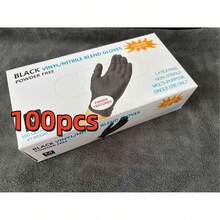 100pcs Black Disposable Nitrile Rubber PVC Gloves, Thick, Waterproof, Oil-Resistant, Suitable For Baking, Beauty, Tattoo, Multi-Purpose Hand Protection - 100Pcs Black - View 10