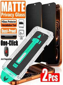 2pcs Matte Privacy Tempered Glass Screen Protector Compatible With IPhone 17 Air/17 Pro Max/16 Pro Max/16/15/14/13/12/11/16e/Mini 9H Hardness Glass, Anti-Snooping, Fingerprint-Resistant, Anti-Glare - Black - View 16