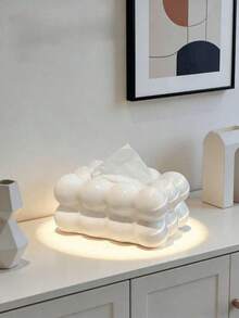 Cream Fluffy Cotton Candy Cloud Tissue Box, Living Room & Dining Table Napkin/Tissue Paper Holder, Desktop Decor, Luxury Living Room Tissue Box, Elegant Tea Table Creative Decor, Cotton Candy Tissue Box, Household Napkin Paper Box - Multicolor - View 7