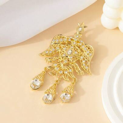 1 chiếc trâm cài áo cô dâu Ma-rốc sang trọng, phụ kiện mạ vàng lấy cảm hứng từ phong cách cổ điển, thích hợp cho trang phục dự tiệc cưới.