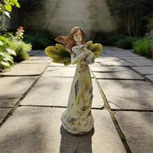 Healing Angel Hugging Rabbit Statue Garden Sculpture Courtyard Decoration Creative Fairy Resin Figurines For Yard Lawn - Multicolor - View 5