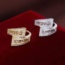 1pc Fashionable Geometric Hollow Cone Criss-Cross Design Cubic Zirconia Inlaid Women's Ring - Multicolor - View 8