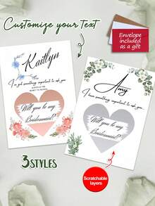 Cartes à gratter personnalisées pour mariage, cartes à gratter pour demande en mariage, invitations pour demoiselles d'honneur. Veux-tu être ma demoiselle d'honneur ? Certificats de demoiselle d'honneur, cartes à gratter pour demoiselle d'honneur en chef, demoiselle d'honneur, demoiselle d'honneur en chef, fille de fleurs, cadeaux de mariage, décorations de mariage - verticale - Voir 12