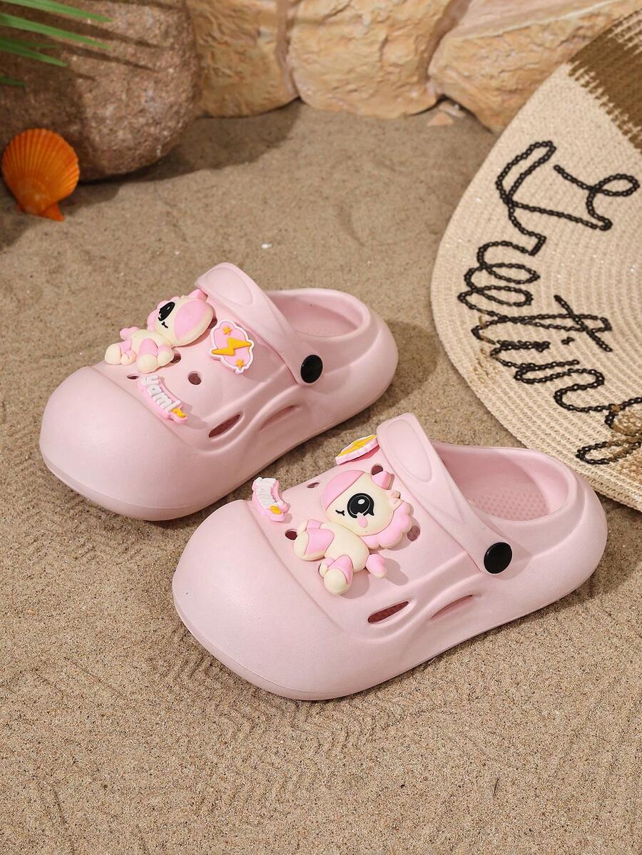 1 đôi dép xăng đan thoáng khí hình ngựa hoạt hình cho trẻ em, dép mùa hè chống trượt, dép đi biển đế mềm EVA cho bé trai và bé gái - Hồng - Xem 1