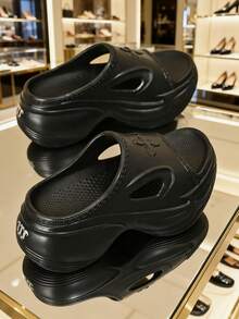 W Sandalias de plataforma de 9 cm para mujer, con diseño de flores cruzadas, impermeables, antideslizantes, ligeras y con plataforma elevada - Negro - Ver 3