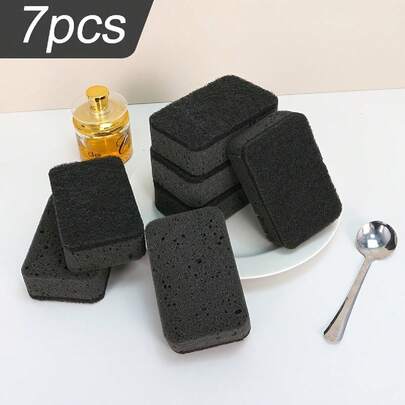 4/7/14 piezas Esponjas de limpieza negras y grises, desengrasantes y absorbentes de aceite, herramientas de limpieza de cocina para ollas, estufas, tazones, fregaderos, limpieza sin esfuerzo, adecuadas para la cocina