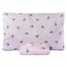 Single Bed Sheet Set 2 Pieces With Elastic Basic 180 Thread Count Printed - Pink Tulip - View 1