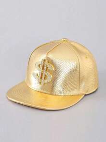 Mũ lưỡi trai nam kiểu hip hop, chất liệu da rắn, logo kim loại hình đô la, cỡ lớn, thích hợp cho tiệc tùng, phong cách đường phố, mùa xuân/thu, hè, đi biển, lễ hội. - nhiều màu - Xem 4