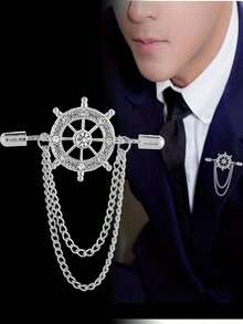 1 chiếc ghim cài áo vest nam, kiểu hải quân, thiết kế tua rua hình bánh lái, phụ kiện áo khoác, ghim cài ve áo. - Nhiều màu - Xem 3